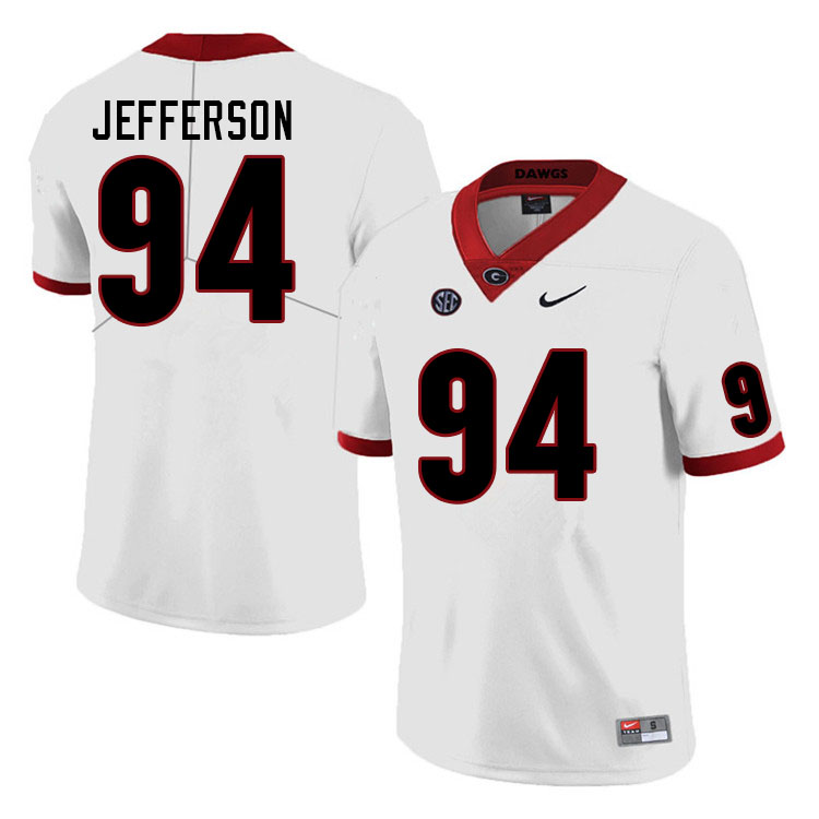 Men #94 Jonathan Jefferson Georgia Bulldogs College Football Jerseys Sale-White
